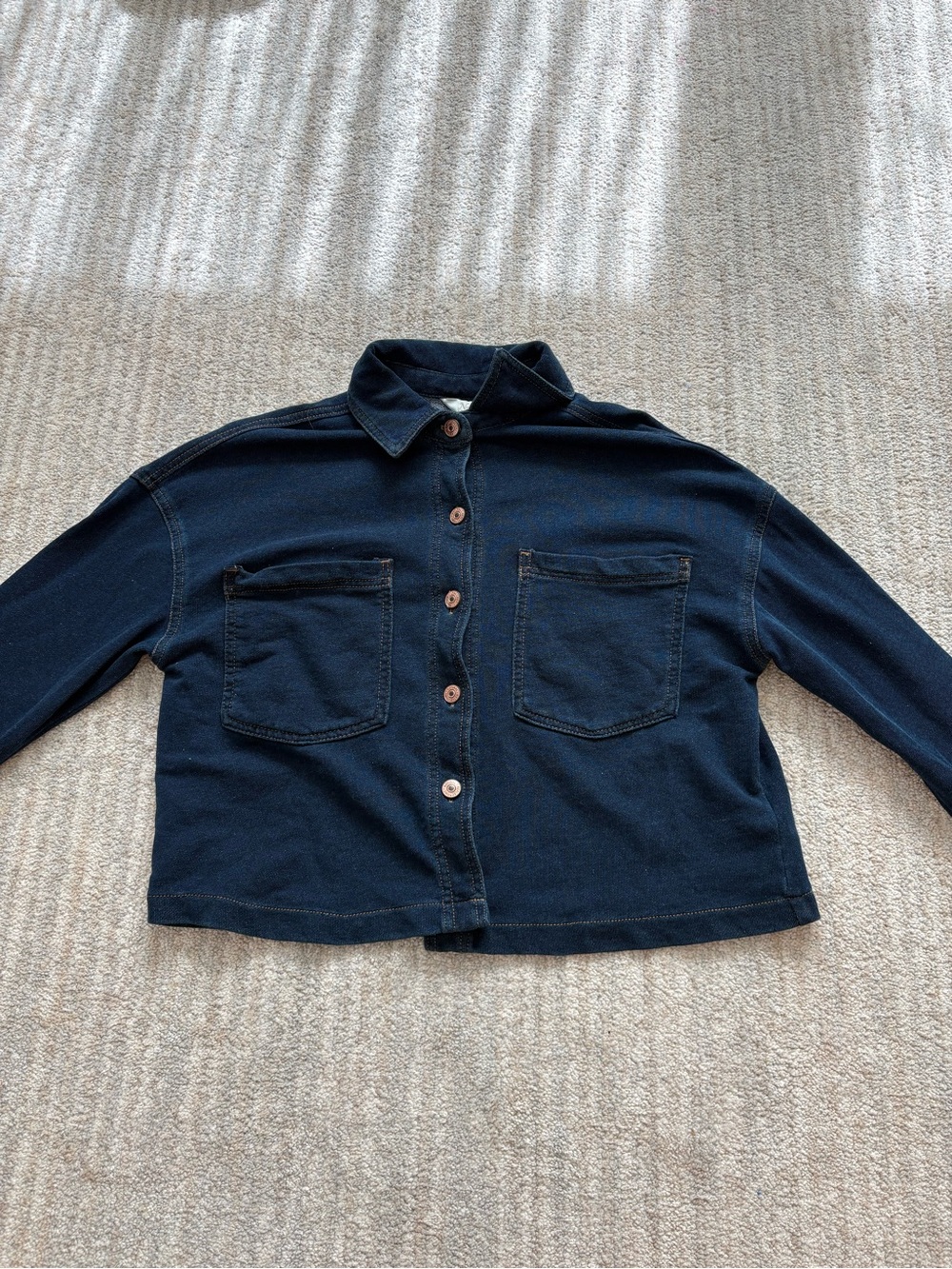 Natural Reflections Dark Navy Button-Front Jean Jacket